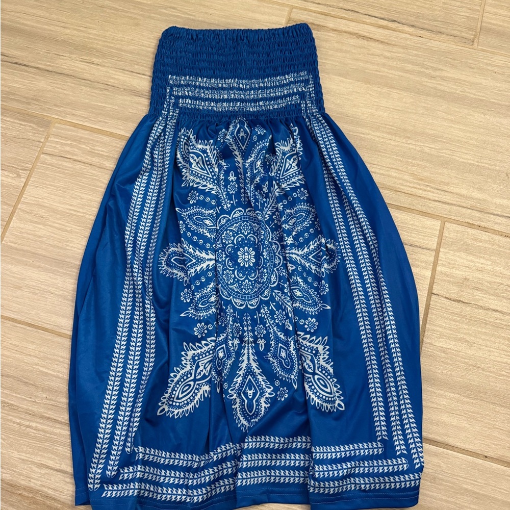 (3/$12) satin strapless bohemian dress